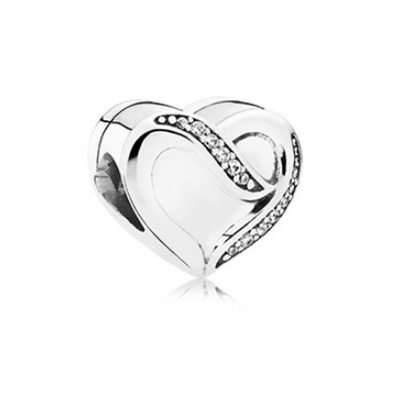 Pandora HEART SILVER CHARM WITH CLEAR CUBIC ZIRCONIA